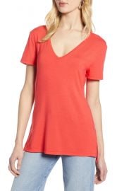 Halogen   V-Neck Tunic Tee  Regular  amp  Petite    Nordstrom at Nordstrom